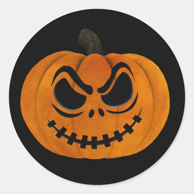 Halloween Scary Jack O Lantern Pumpkin Sticker | Zazzle