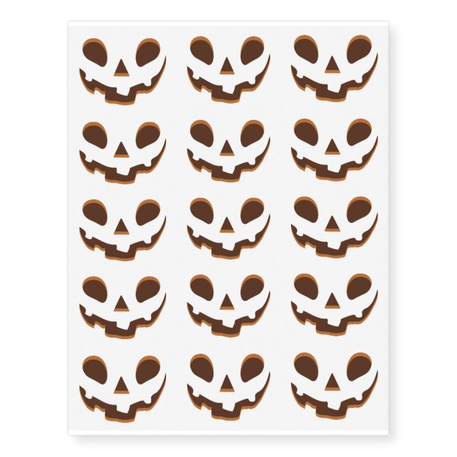 Halloween Scary Jack O' Lantern Temporary Tattoos (Front)
