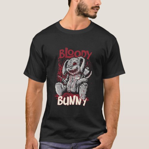 Halloween Scary Killer Bloody Bunny  T_Shirt