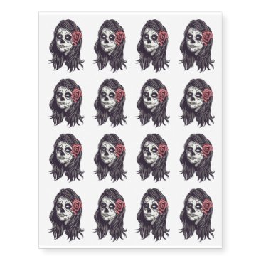 Halloween Scary Mexican Skull. Dia de los Muertos. Temporary Tattoos Halloween Scary Mexican Skull. Dia de los Muertos. Temporary Tattoos