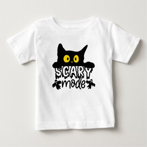 Halloween Scary Mode Scared Cat Baby T_Shirt