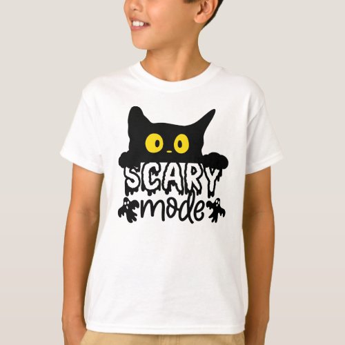 Halloween Scary Mode Scared Cat T_Shirt