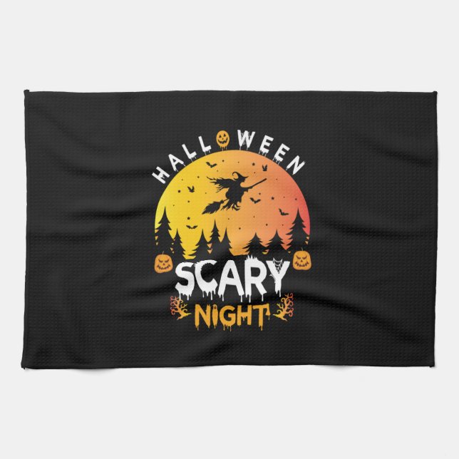 Halloween Scary Night Birthday Kitchen Towel (Horizontal)