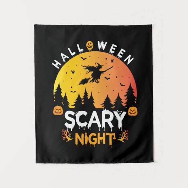 Halloween Scary Night Birthday Tapestry (Front)