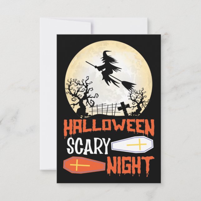 Halloween Scary Night Creepy Witch Halloween Card (Front)