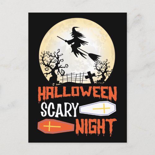 Halloween Scary Night Creepy Witch Halloween Card