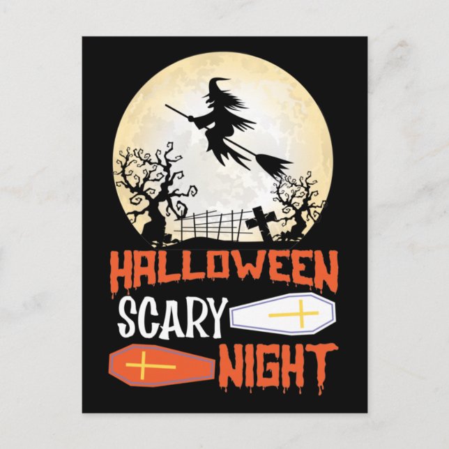 Halloween Scary Night Creepy Witch Halloween Card (Front)