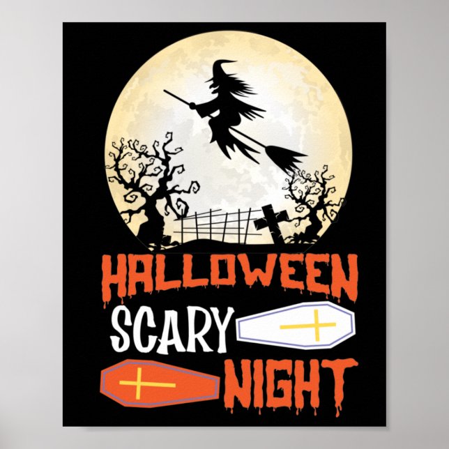 Halloween Scary Night Creepy Witch Poster (Front)