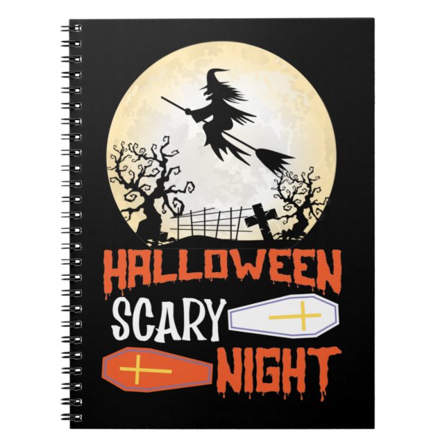 Halloween Scary Night Creepy Witch Spiral Notebook (Front)