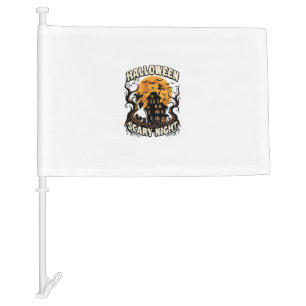 Halloween Scary Night Haunted House Full Moon Witc Car Flag
