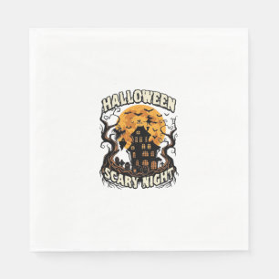 Halloween Scary Night Haunted House Full Moon Witc Napkins