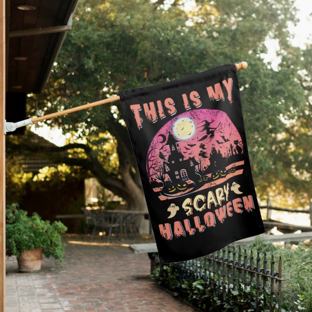 Halloween Scary Night House Flag (In SItu)