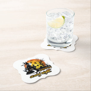 Halloween Scary Night Paper Coaster