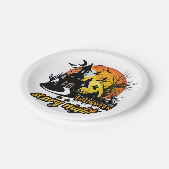 Halloween Scary Night Paper Plates (Angled)