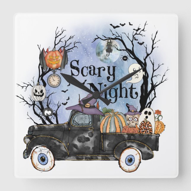 Halloween  Scary_Night Square Wall Clock (Front)