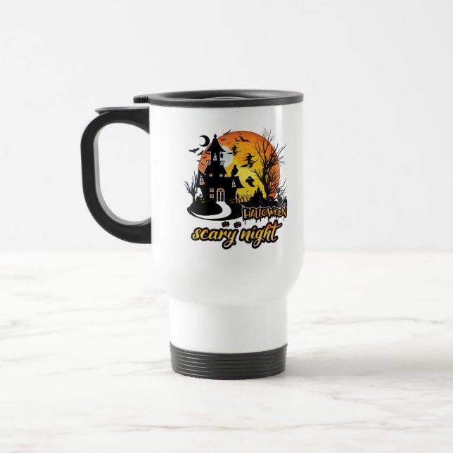 Halloween Scary Night Travel Mug (Left)