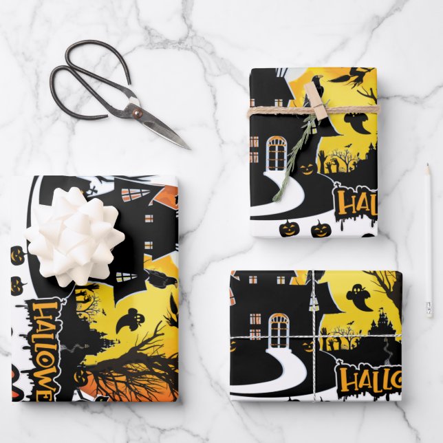Halloween Scary Night Wrapping Paper Sheets (Front)