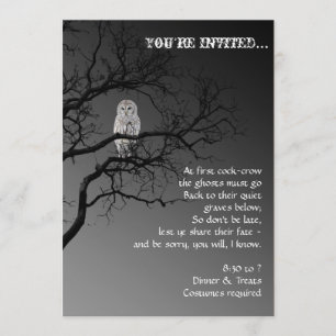 Halloween Scary Owl in a Tree Party Invitation