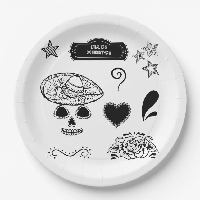 Halloween Scary Pattern Paper Plates (Front)
