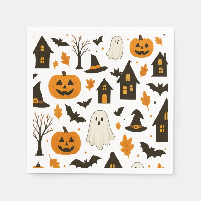 Halloween Scary Pattern – Spooky & Festive Napkins (Front)