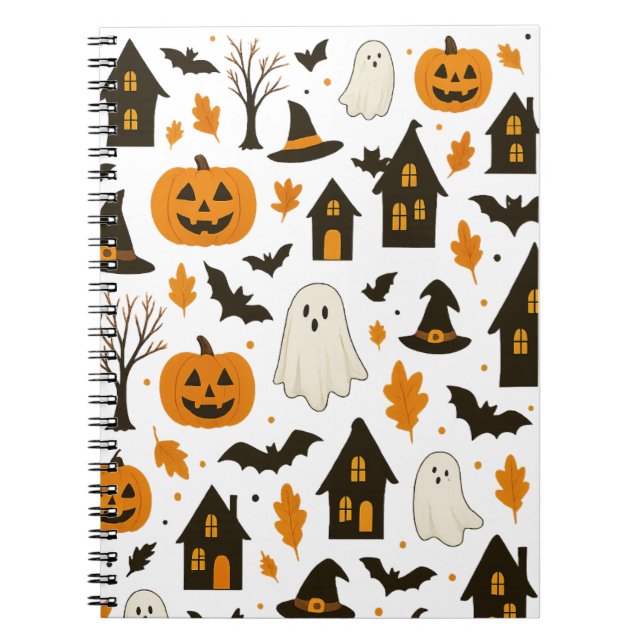 Halloween Scary Pattern – Spooky & Festive Notebook (Front)