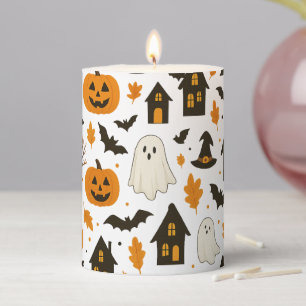 Halloween Scary Pattern – Spooky & Festive Pillar Candle