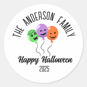 Halloween Scary Pumpkin Balloons Personalized Name Classic Round Sticker