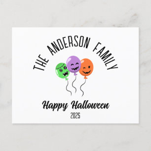 Halloween Scary Pumpkin Balloons Personalized Name Holiday Postcard