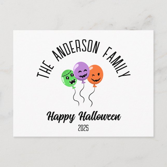 Halloween Scary Pumpkin Balloons Personalized Name Holiday Postcard (Front)