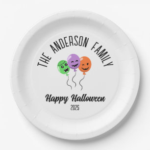 Halloween Scary Pumpkin Balloons Personalized Name Paper Plates