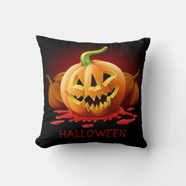 Halloween Scary Pumpkin - Customize Throw Pillow (Front)
