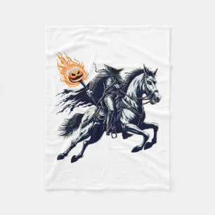 Halloween Scary Pumpkin Headless Horseman  Fleece Blanket