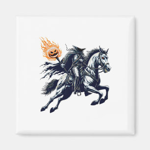 Halloween Scary Pumpkin Headless Horseman Magnet