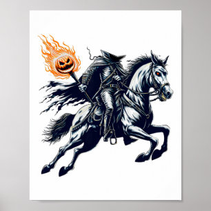 Halloween Scary Pumpkin Headless Horseman Poster