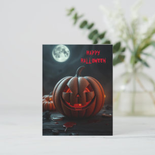 Halloween scary pumpkin holiday card