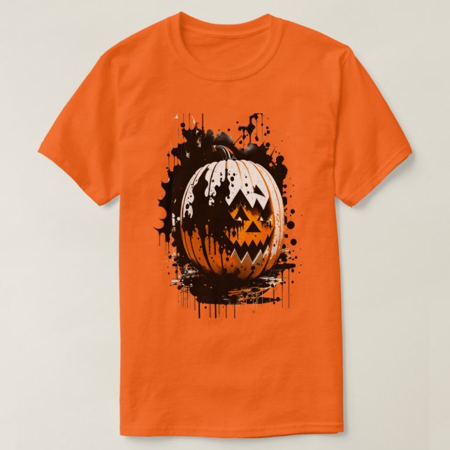 Halloween Scary Pumpkin Holiday T-Shirt (Design Front)