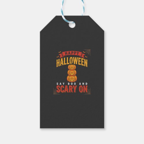 Halloween Scary Pumpkin Retro Design Gift Tags