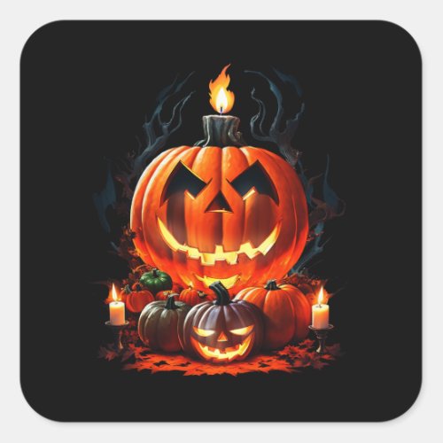 Halloween Scary Pumpkin Square Sticker