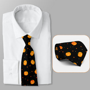 Halloween Scary Pumpkins Jack-o'-Lantern Pattern Neck Tie
