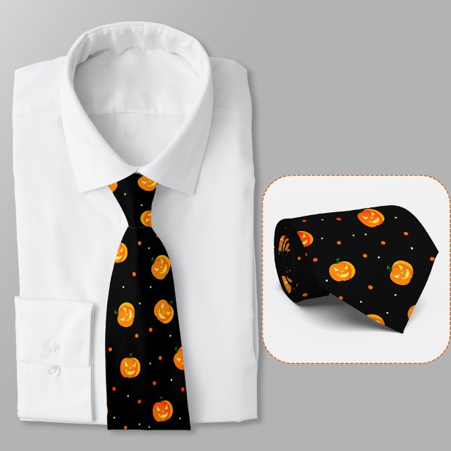 Halloween Scary Pumpkins Jack-o'-Lantern Pattern  Neck Tie (Creator Uploaded)