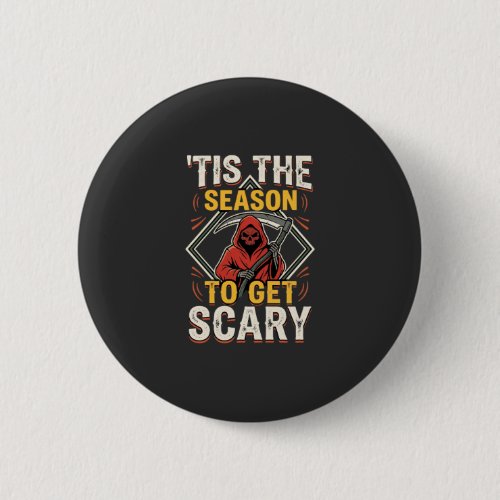 Halloween Scary Reaper Vintage Design Button