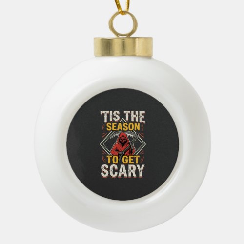Halloween Scary Reaper Vintage Design Ceramic Ball Christmas Ornament