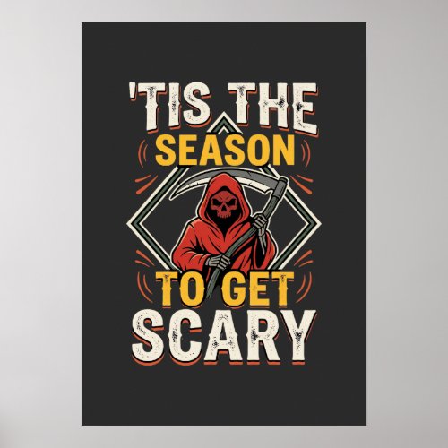 Halloween Scary Reaper Vintage Design Poster