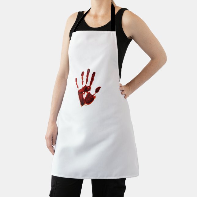 Halloween Scary Red Hand (Style No. 2) Apron (Insitu)