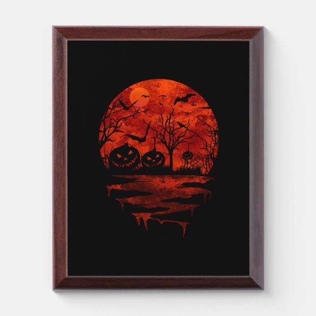 HALLOWEEN SCARY RED MOON AWARD PLAQUE (Vertical)