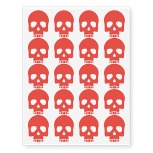 Halloween Scary Red Skulls Temporary Tattoos
