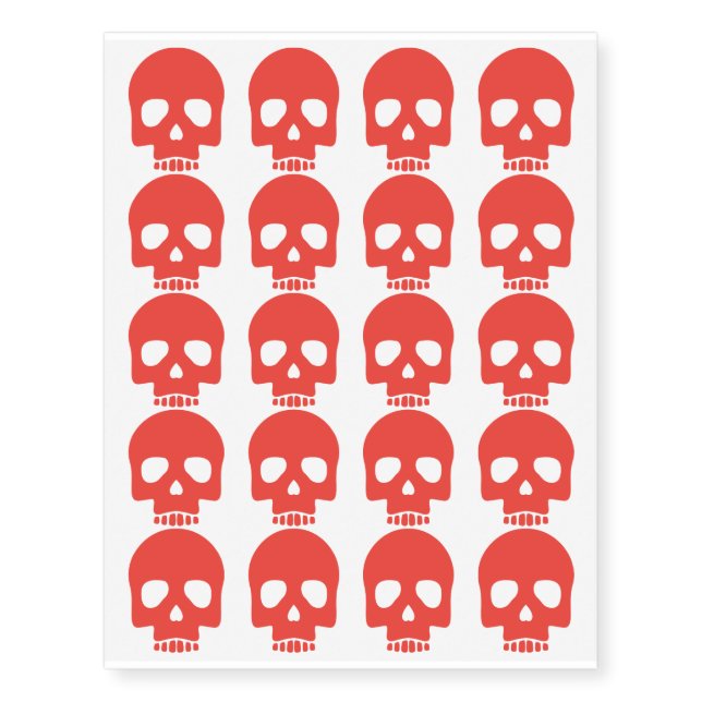 Halloween Scary Red Skulls Temporary Tattoos (Front)