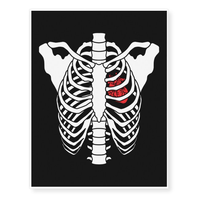 Halloween Scary Rib Cage Skeleton Costume Temporary Tattoos (Front)