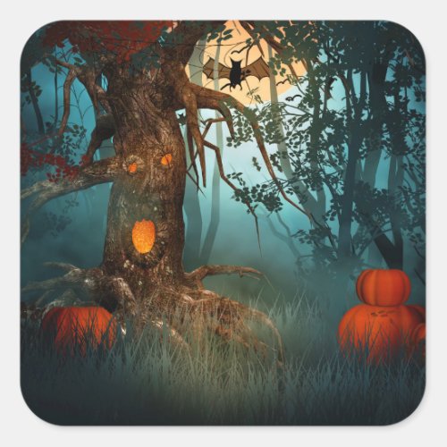 Halloween Scary Scene 3 _ Customize Square Sticker