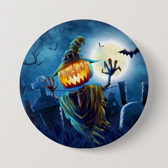 Halloween Scary Scene (5) Pumpkin All Options Button (Front)